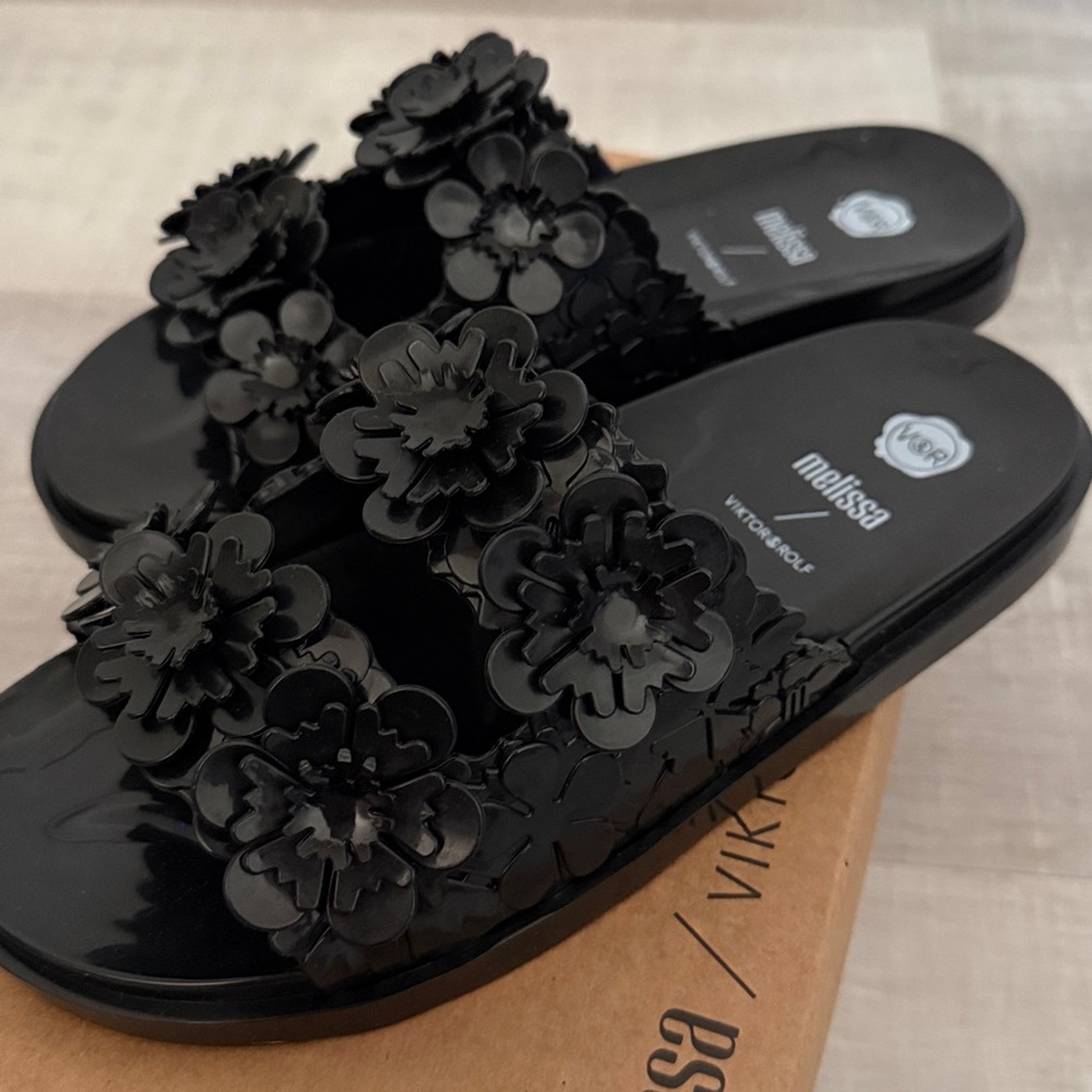 Melissa Black Floral Sandals